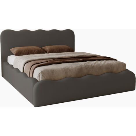 Lit avec Rangement Wave, Lit double 160x200 cm, Lit coffre Gris foncé (Elegance 18) (1/5)