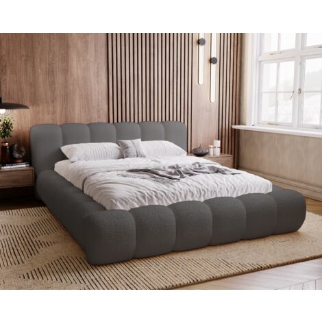 Lit adulte 180x200 avec Rangement Cloud - Lit Rembourré 180x200, Lit bouclé Gris foncé (Anthology 18) (1/5)