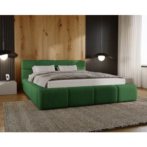 Oslo Lit adulte 180x200, lit avec Rangement, lit capitonné - tissu velours Vert (Magic Velvet 2225) (1/5)