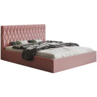 Lit double 180x200 Crystal avec coffre de lit - chambre à coucher, tissu velours - Rosa (Jasmine 61)