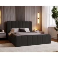 Emporius Lit 160x200 Valetta - Lit Rembourré avec Rangement - Lit adulte avec tissu velvet - Noir (Amor Velvet 4322)