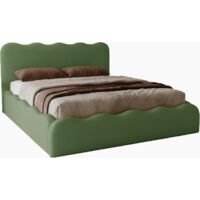 Lit avec Rangement Wave, Lit double 140x200 cm, Lit coffre Vert (Elegance 10)