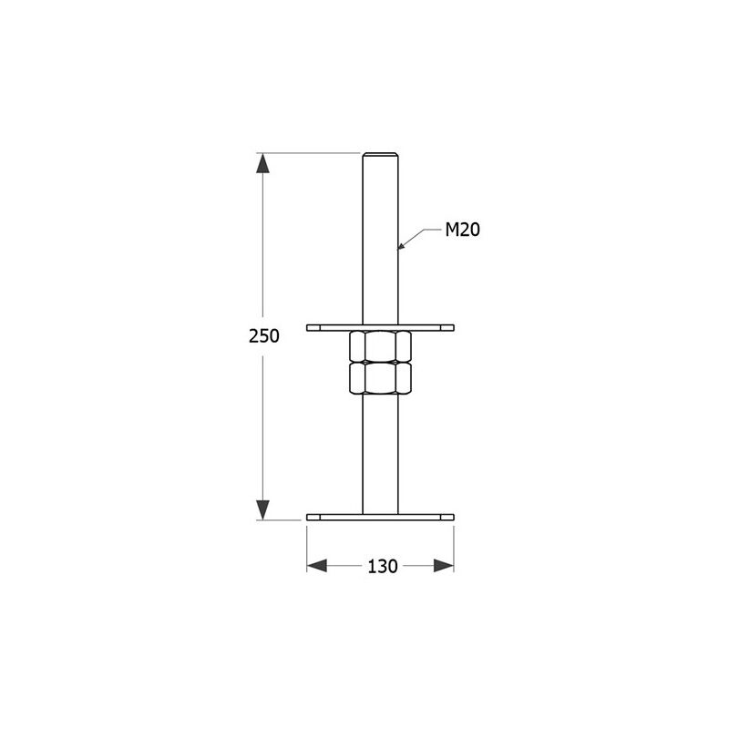 Embase Pied De Poteau Carrée Réglable M20 - Galvanisée 130x130 Mm - Hauteur 100-150 Mm - Fixation Solide Extérieur