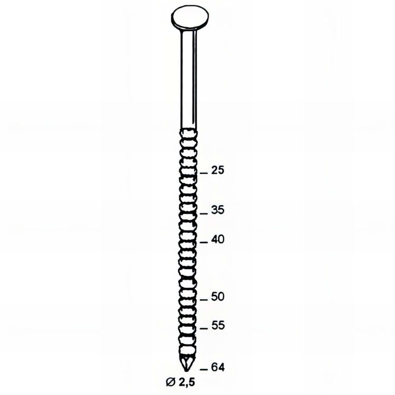 Coil de 3 600 pointes annelées INOX A2 16° COILS S 25 D. 2,5 x 25 mm - 16S25259 Alsafix