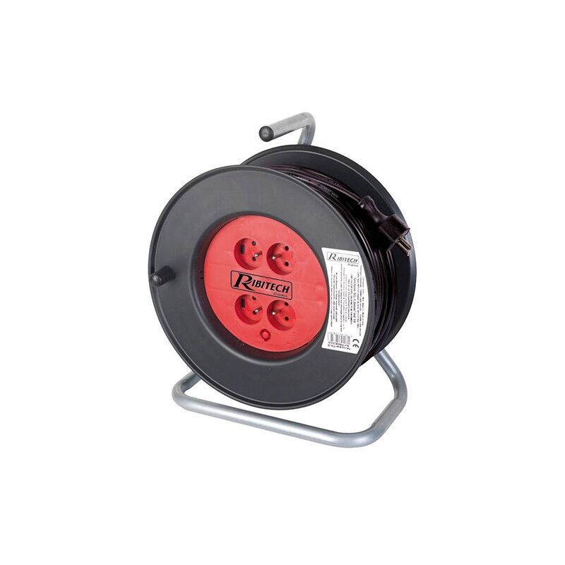 Chacon Kabeltrommel 10 M – Mit 4 Steckdosen, 16 A, H05VVF 3x1,5 Mm², Thermoschutz & Griff, Für Innen