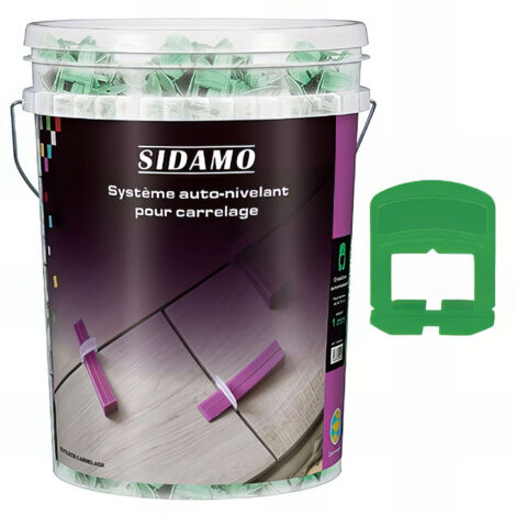 Sidamo – Seau de 1000 croisillons auto-nivelants 1 mm – Pour carrelage jusqu'à 12 mm – Plastique – Alignement parfait des carreaux