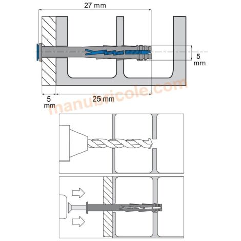200 chevilles à frapper nylon multi-matériaux, clou tête fraisée, Inox A4 - 5 X 27 mm