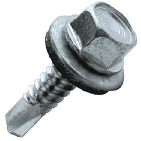 200 vis de bardage auroperceuses, tête hexagonale, empreinte 10, rondelle étanche EPDM, acier zingué blanc 16 mm - 6.3 x 45 mm (1/3)