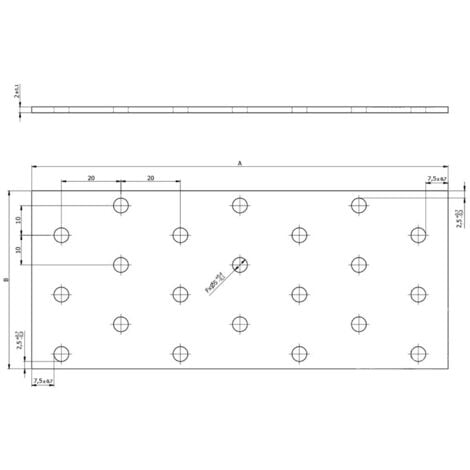 Plaque perforée galvanisée - 200 x 1200 x 2,0 mm