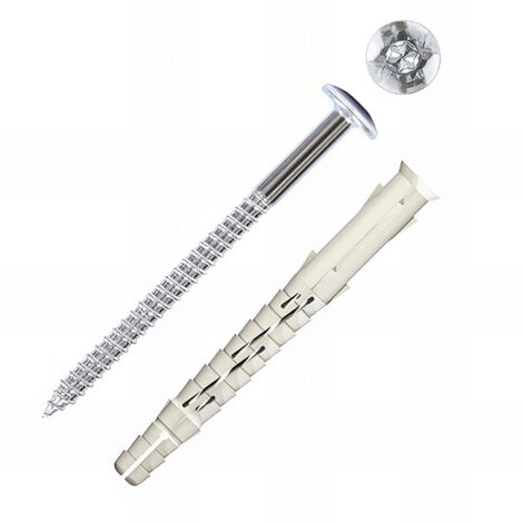 Boite de 50 chevilles longue expansion nylon vis tête bombée acier zingué G-LP Ø8x100mm