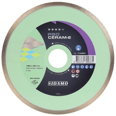 Disque diamant PRO CÉRAM-E D. 200 x 30 x H 7 mm Grès céram / faïence - 11130038 - Sidamo