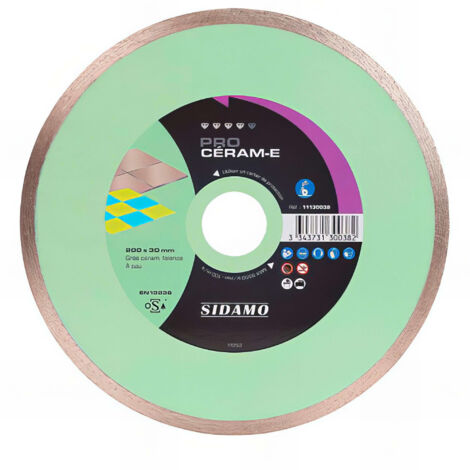 Sidamo – Disque diamant pour meuleuse 11130037 – Diamètre 180 mm – Alésage 30 mm – Coupe nette sur grès céram et faïence