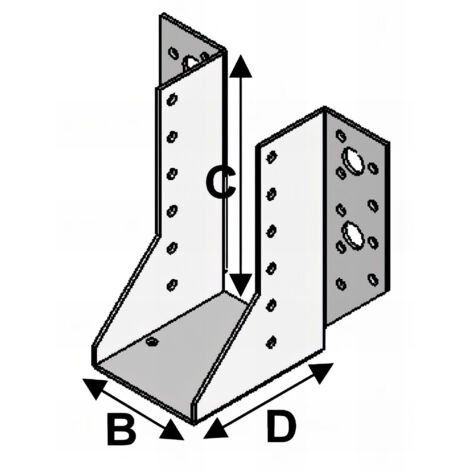 Sabot de charpente à ailes extérieures 80 x 70 x 82,5 x 2,0 mm – Galvanisé pour assemblages robustes – Aile avec 10 trous D. 5 mm – Alsafix - AL-SE070085