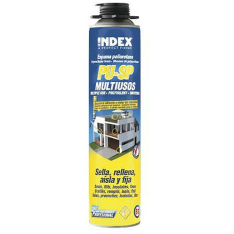 Index – Mousse polyuréthane expansive 750 ml – Application pistolet – Pour béton, brique, pierre – Haute adhérence et isolation thermique (1/2)