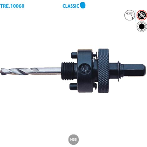 Mandrin pour trépans HSS bi-métal D. 32 à 210 mm entraînement 6 pans de 9,5 mm - 10060 - Leman (1/6)