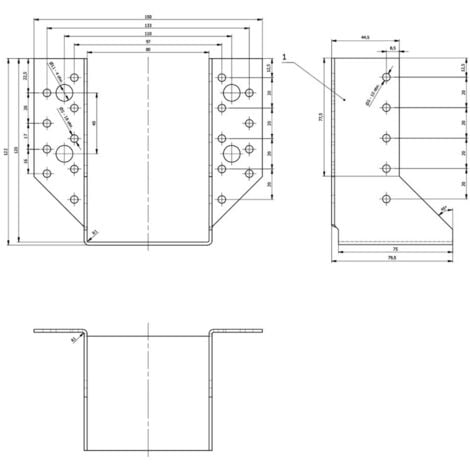 Sabot de charpente galvanisé à ailes extérieures - Larg. 80 x Ht. 120 mm