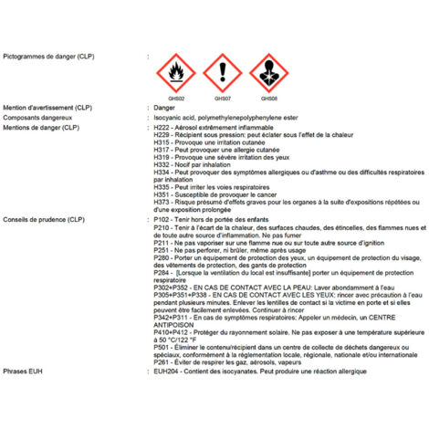 Mousse polyuréthane pistolable ALSAMOUSSE CF B1 coupe feu 750 ml - Alsafix