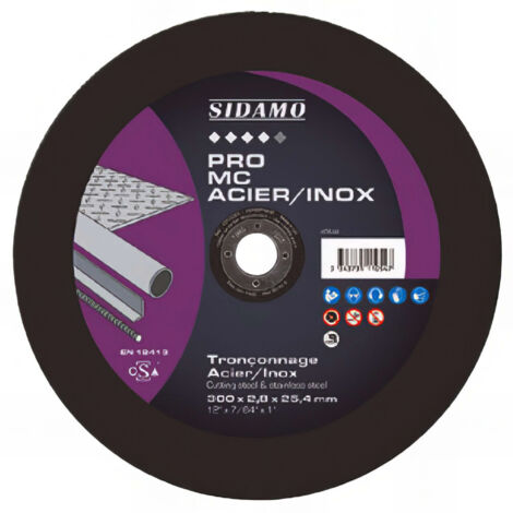 10 disques à tronçonner PRO MC ACIER INOX D. 350 x 3 x Al. 25,4 mm - Acier, Inox - 10111055 - Sidamo (1/4)