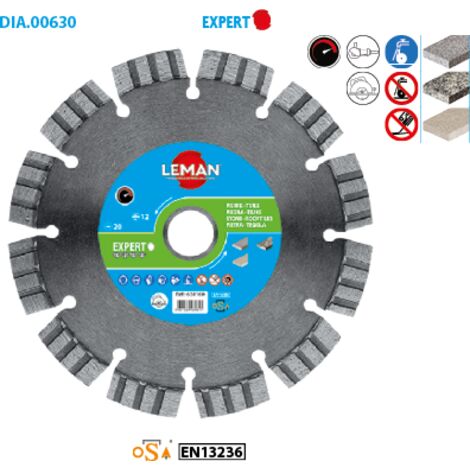 Leman – Disque diamant turbo 125mm – Alésage 22,23mm – Pour granit et quartz – Vitesse 12250 tr/min – Coupe rapide et précise