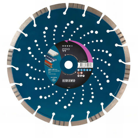 Sidamo – Disque diamant pour meuleuse 11130065 – Diamètre 350 mm – Alésage 25,4 mm – Coupe béton, asphalte et acier – Segments turbo pour refroidissement (1/3)