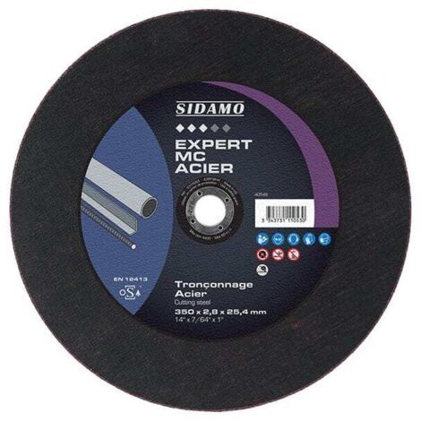 Sidamo – Disque à tronçonner 350mm – Épaisseur 3mm – Alésage 25,4mm – Acier haute dureté – Coupe nette sans éclat (1/4)