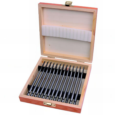 Coffret de forets à bois 13 mèches plates – Acier chrome vanadium – Queue hexagonale 6,35 mm – Diamètres de 6 à 25 mm - KA050066