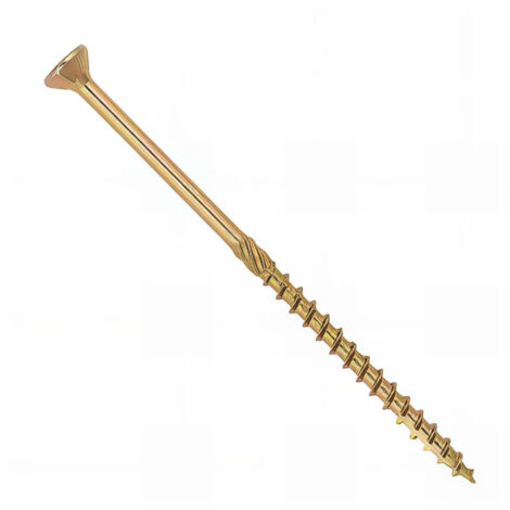 Vis bois Torx à tête plate D.8 x 140 mm - Zingué jaune - Boîte de 50 pcs