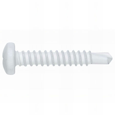 Index – Vis autoperceuse PH tête bombée 4,8 x 25 mm – Acier zingué blanc – Boîte de 500 vis pour tôle et PVC – Fixations étagères et panneaux sandwich - ABR4825BLE