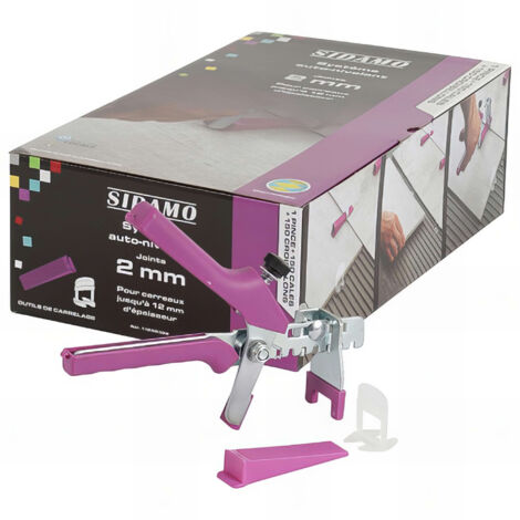 Sidamo – Kit de 150 croisillons auto-nivelants 2mm pour joints étroits – Pince incluse – Compatible carreaux 3 à 12 mm d'épaisseur