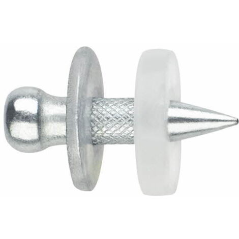 100 clous à poudre striés 3,8 x 19 mm avec rondelle double métallique + plastique 12 mm, zingué (1/2)