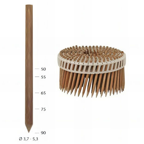 2400 pointes bois d'hêtre en rouleaux Lignoloc D. 4,7 x 75 mm - 16S4775W - Alsafix (1/3)