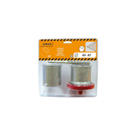 Leman – Lot de 2 trépans en carbure 63/67 mm – Pour carrelage et faïence – Perçage précis dans matériaux durs – Embase incluse - Diam63 (1/3)