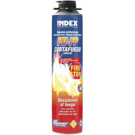 Index – Mousse polyuréthane résistante au feu 750 ml – Boîte de 12 cartouches – Pour béton, brique, pierre – Isolation thermique et acoustique (1/2)