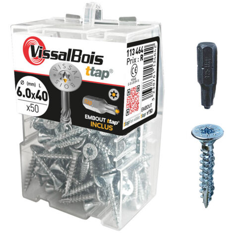 Boite de 50 vis agglo premium zinguée torx/ttap ailette 100/120/140mm - diam 6 mm - Diamètre 6 mm (1/3)