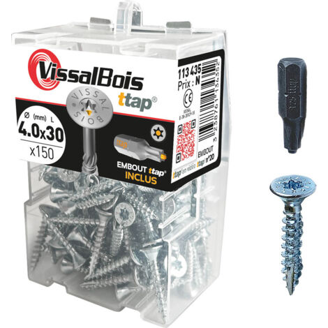 Boite de 150 vis agglo premium zinguée torx/ttap ailette 16/20/25/30mm - diam 4 mm - Longueur 30 mm mm - Diamètre 4 mm (1/2)