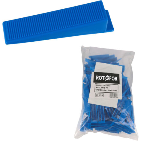 Lot de 100 cales auto-nivelantes pour croisillon de carrelage - Largeur 23 mm - Longueur 88 mm