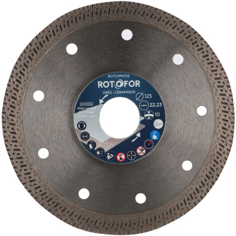 Disque diamant jante croisillons - Coupe fine - Alésage 22,23 mm - Hauteur segment 10 mm - Diamètre 125 mm mm (1/3)