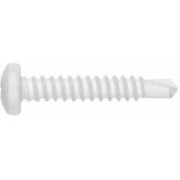 Index – Vis autoperceuse PH tête bombée 3,5 x 16 mm – Acier zingué blanc – Pour tôle et PVC – Fixation étagère et toiture en tôle