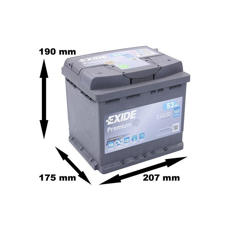Batterie Exide Premium EA530 12v 53AH 540A FA530