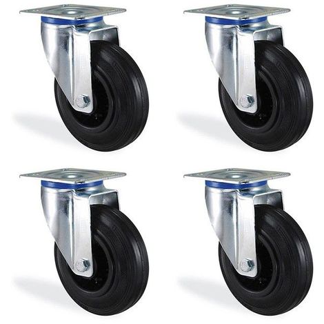 Roulette pivotante diamètre 100 mm, roue caoutchouc EASYROLL®…