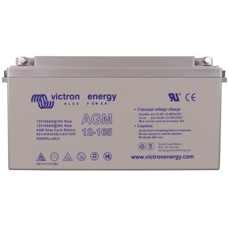 Victron – Batterie décharge lente 12V 165Ah AGM – BAT412151084 – Faible autodécharge < 2% – Applications : solaire, éolienne, camping-car, bateau