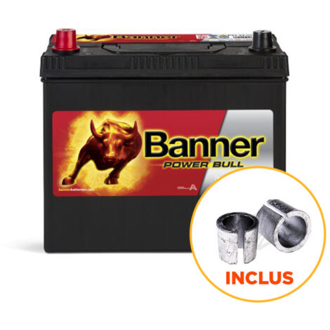Batterie voiture 12V 45Ah P4524 – Puissance de démarrage 390A – Technologie plomb-calcium sans entretien – Gamme Power Bull – Banner