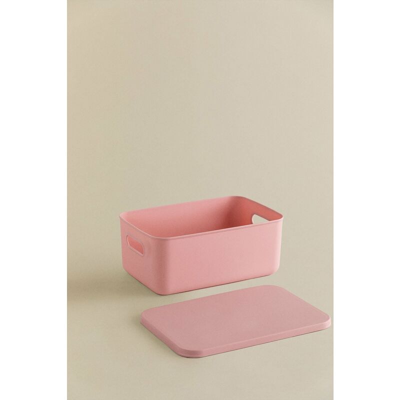 Caja Organizadora Plástica Rosa Doble Doble Tapa Multiuso