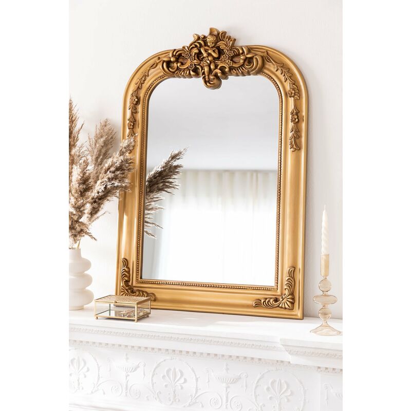 Espejo decorativo grande de pared, espejo ovalado de baño, espejos  decorativos para colgar en el dormitorio, sala de estar, marco de  poliuretano