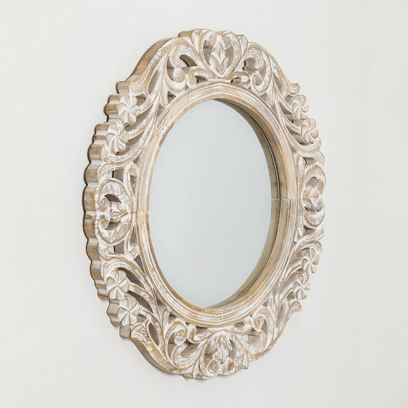 Espejo de Pared Negro Ornamento 100x80 Espejo de Pie Espejo de Pasillo Baño