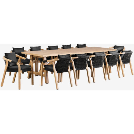 Set de Mesa Rectangular (300x100 cm) y 12 Sillas de Jardín en Madera de Acacia Dubai SKLUM