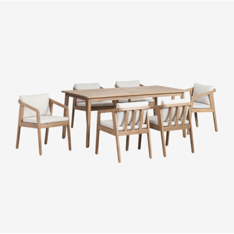Set de mesa rectangular 180x90 cm y 6 sillas de jardín en madera de acacia Kaela SKLUM              (1/5)