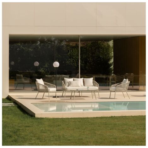 Conjunto de jardín con sofá de 2 plazas, 2 sillones y mesas de centro en aluminio y cuerda trenzada Arhiza SKLUM             