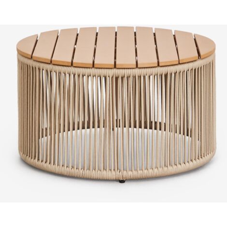 Mesa de centro para jardín redonda en hierro y cuerda trenzada Calipso SKLUM         Ø70 cm (1/5)