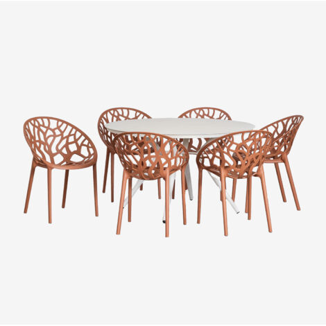 Set de mesa redonda Ø125 cm en aluminio Valerie y 6 sillas de jardín Ores SKLUM (1/5)